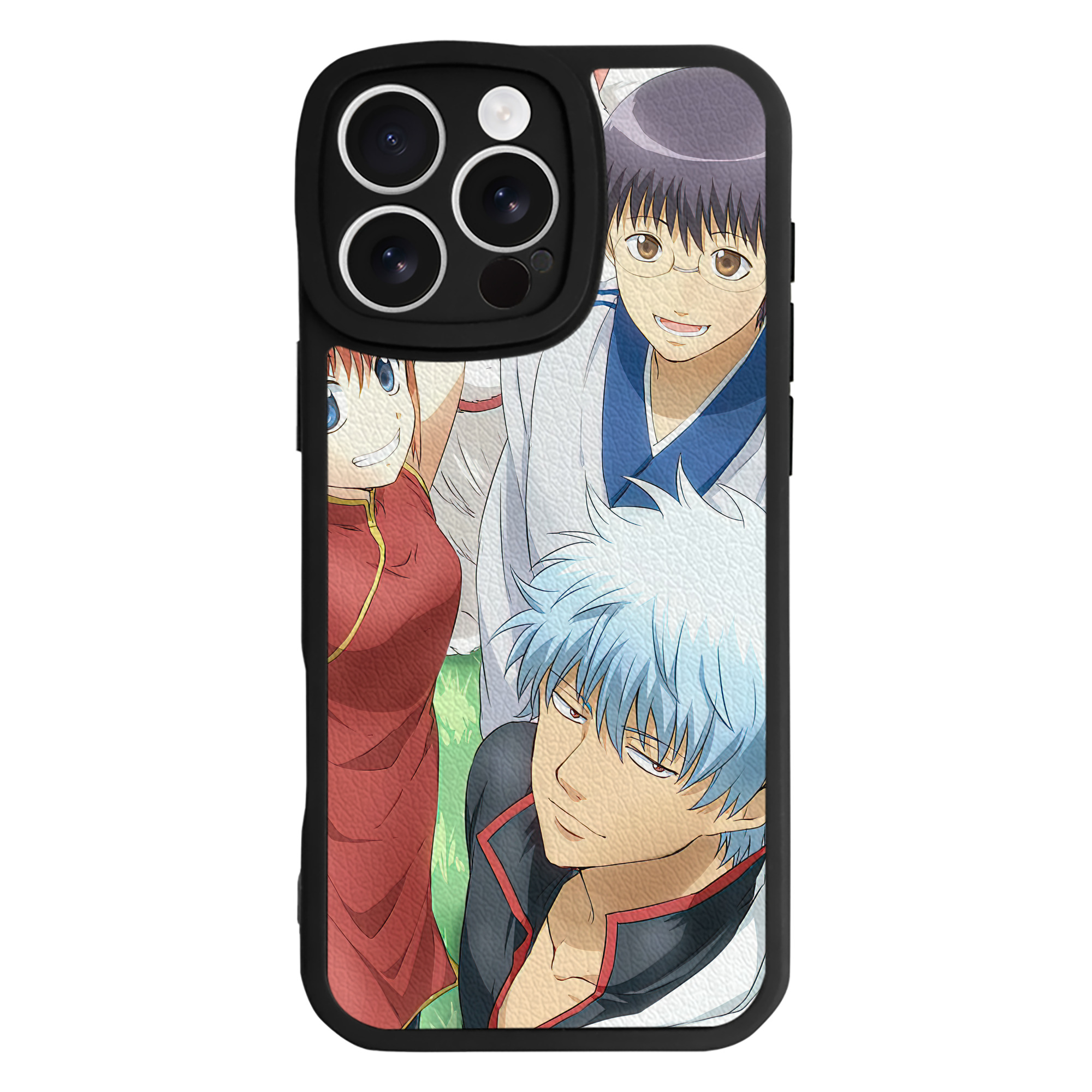（画像用） ぎんたま 坂田銀時（さかたぎんとき） 神楽 志村新八（しむら しんぱち） GINTAMA Sakata Gintoki Kagura Shimura Shinpachi 【iPhone 16シリーズ対応】シリコンスマホケース（レザー調） 材質：シリコン